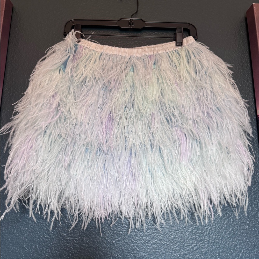 Cynthia Rowley Pastel Feathered Mini Skirt